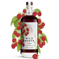 Bottle of Wild Roots Raspberry Vodka with raspberry illustrations on a white background